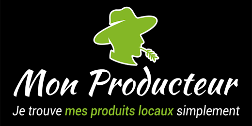 Mon Producteur — Blanc & vert · fond noir (520 × 260 px)